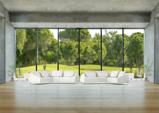 white living room Design Rendering