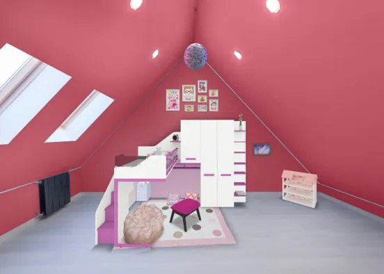 Pink bedroom H Design Rendering