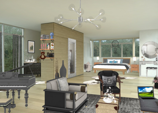 #gray_my sister's bedroom what do you think about it  Design Rendering