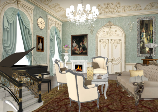 Victorian style living room Design Rendering