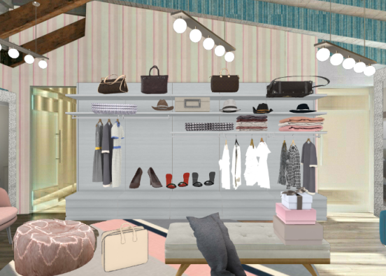 A young lady's walk in closet Design Rendering
