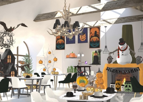 Halloween Cafe Decoration  Design Rendering
