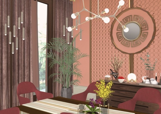 Mid Century Modern Diningroom  Design Rendering