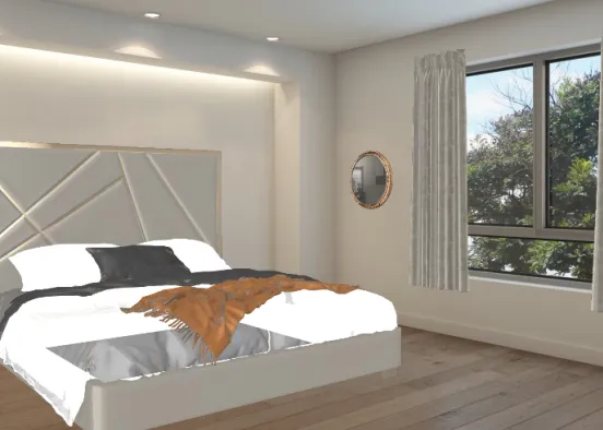 Beige bed Design Rendering