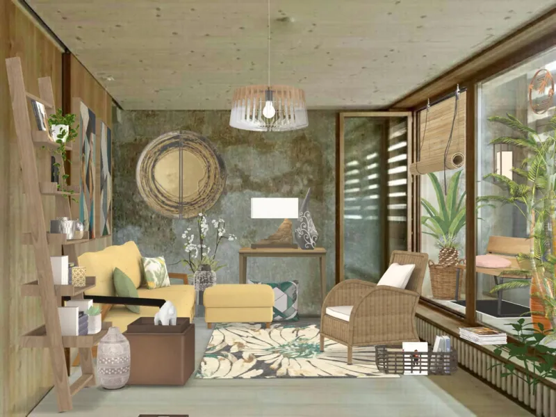 Um espaço relaxante!☘️☘️ by glacimussi Mussi — monochromatic lounge with ivory sofa, beige cushions, woven basket, and soft linen drapery