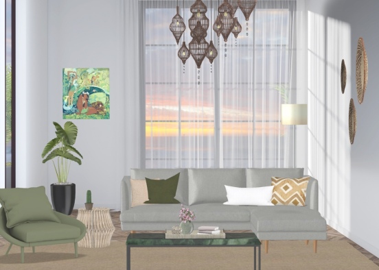 Boho\Moroccan living room  Design Rendering