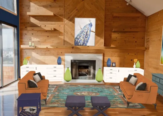 cabin living room  Design Rendering