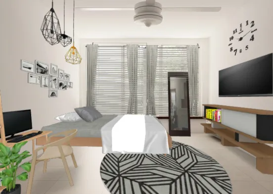 white,wood and black Design Rendering