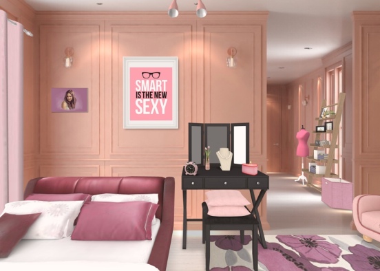 Pink Bedroom Design Rendering