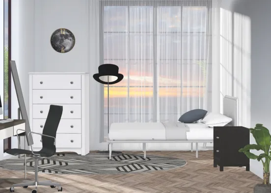 Black and White Bedroom Design Rendering