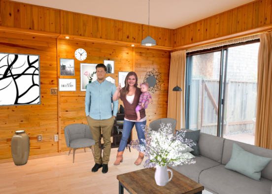 Norvegian family in living room Design Rendering