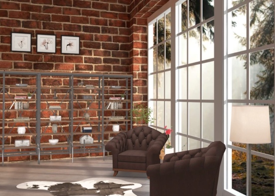 Home Library Design Rendering