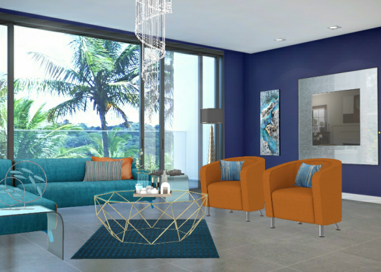 Blue living room 💙 Design Rendering