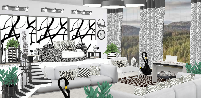 Safari room in black & white🦓🐾 Design Rendering