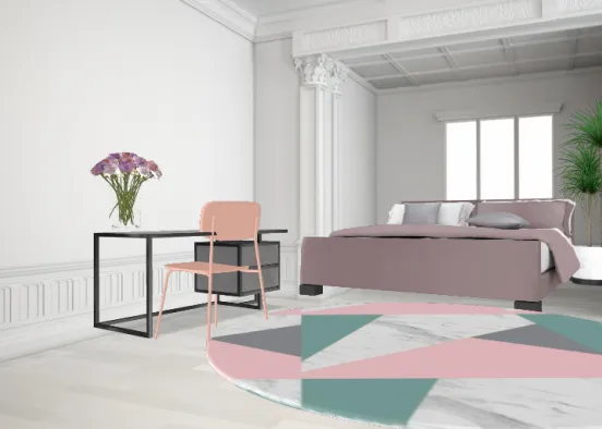Pink adult bedroom Design Rendering