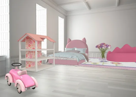 Pink kids bedroom Design Rendering