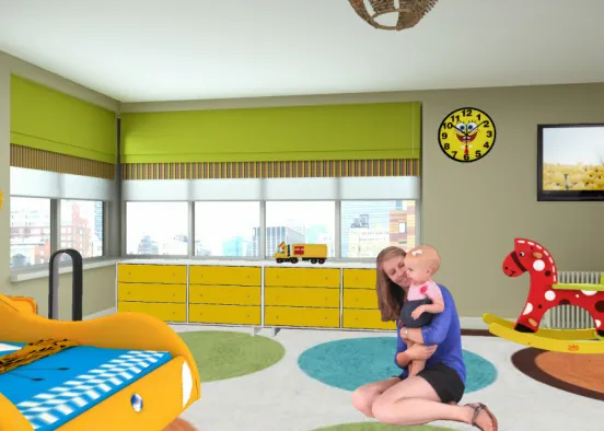 Yellow Boy Room Design Rendering