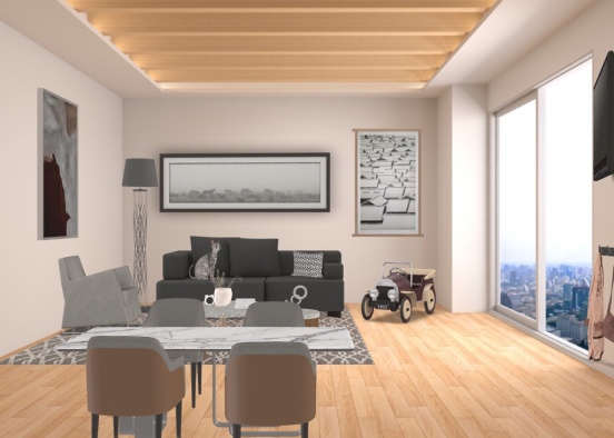 gray livingroom Design Rendering