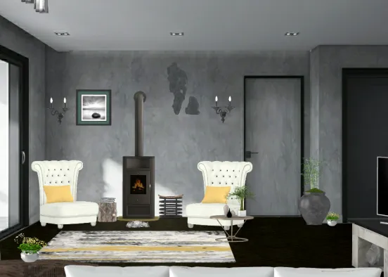 Stone living room  Design Rendering