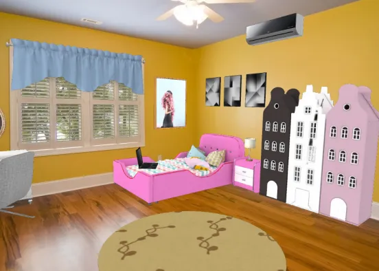 Pink, yeloow room Design Rendering