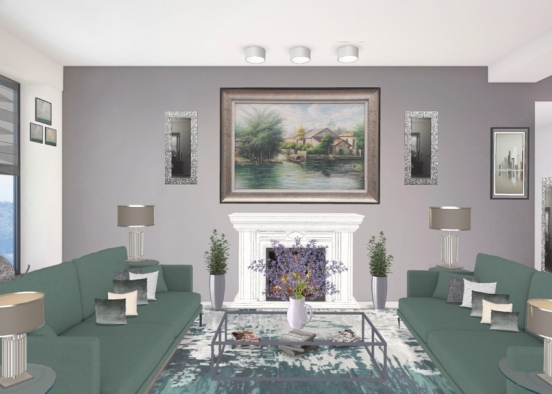 Penthouse Condo Living Room Design Rendering
