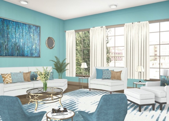 The Blues in the Living Room Design Rendering