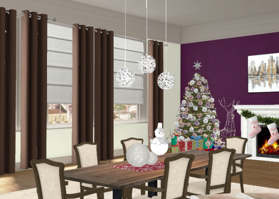 Christmas Dining room Design Rendering