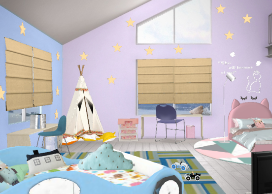 Brother and sister room Design Rendering