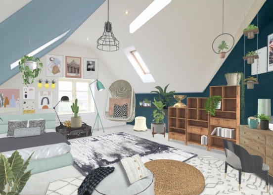 scandinavian attic room ✨ Design Rendering