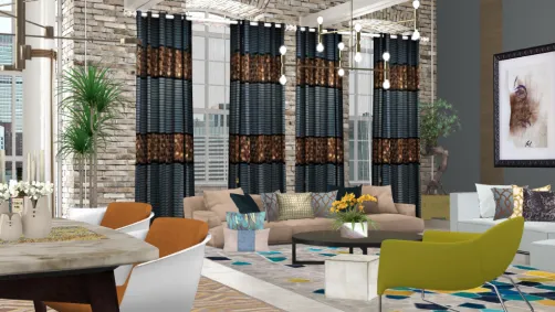 Trendy colorful condo