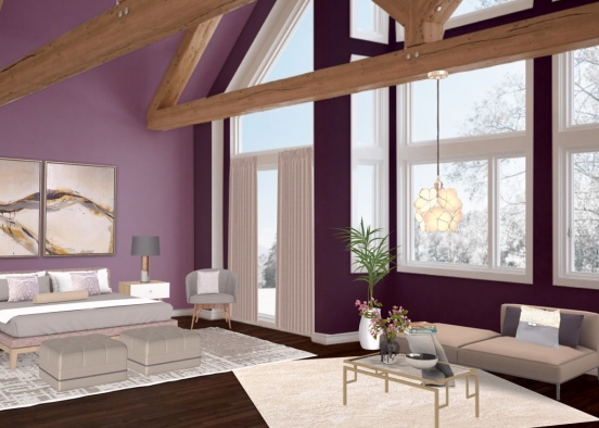 relaxing purple bedroom Design Rendering