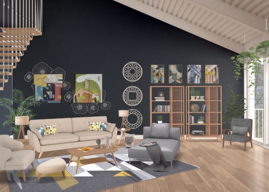 geometric living room Design Rendering