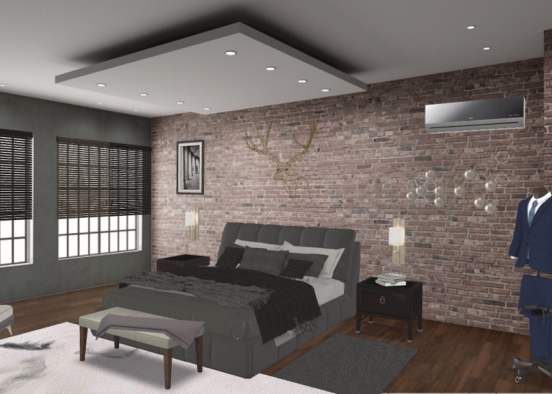 Grey Bedroom Design Rendering