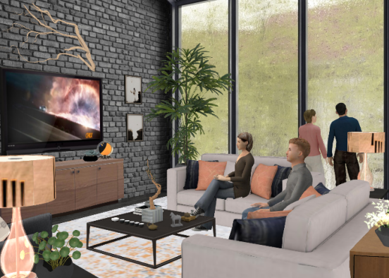 Staying In to Watch TV on a Rainy Day Design Rendering
