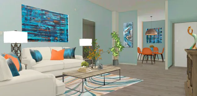 Small Apartment in Turquoise and Orange