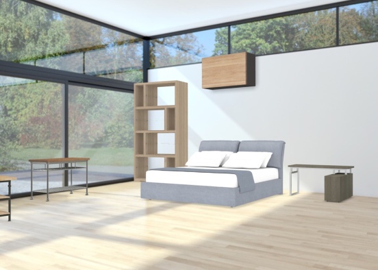 Dormitorio gris, pero alegre Design Rendering