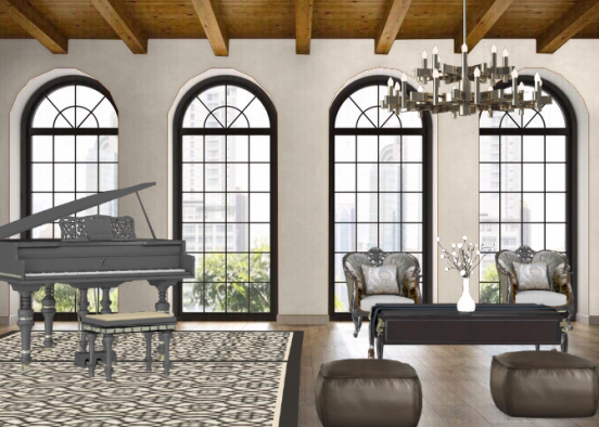 Russian Music and Living Room Design Rendering