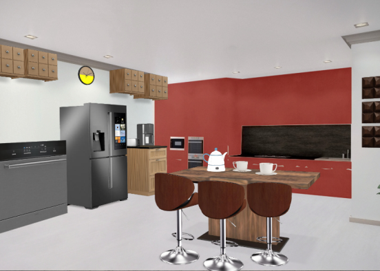 Wood finish kitchen Design Rendering