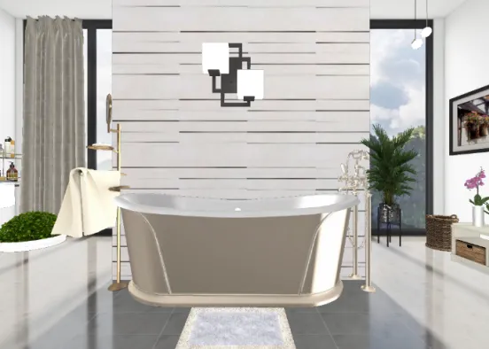 Ванная комната с панорамным окнами.  Design Rendering