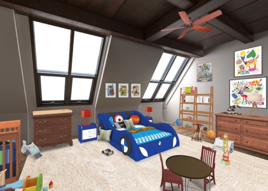 Big and Little Brother Room Design Rendering