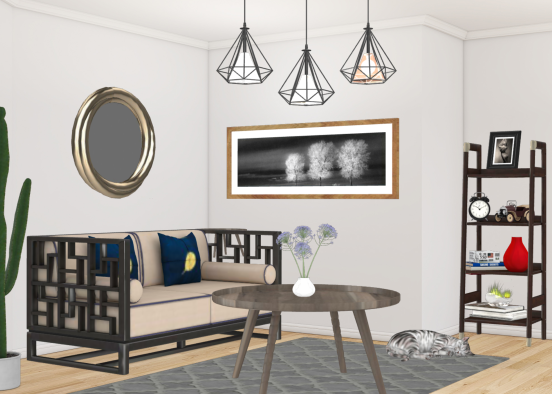 a small but cozy living room  Design Rendering