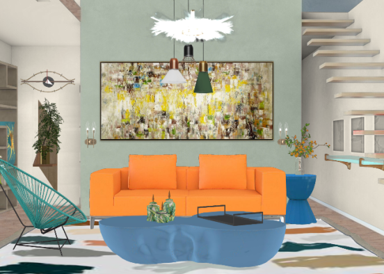 a colorful living room  Design Rendering