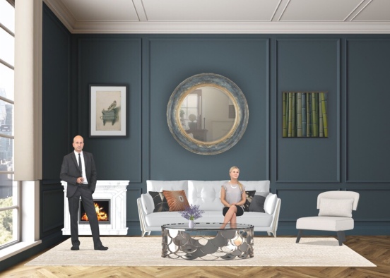 Elegant living room for a pair Design Rendering