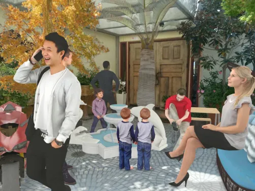 Restaurant Waiting Room Outside.