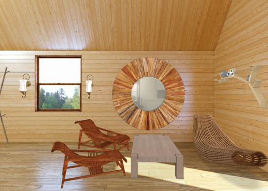 Wooden living room Design Rendering
