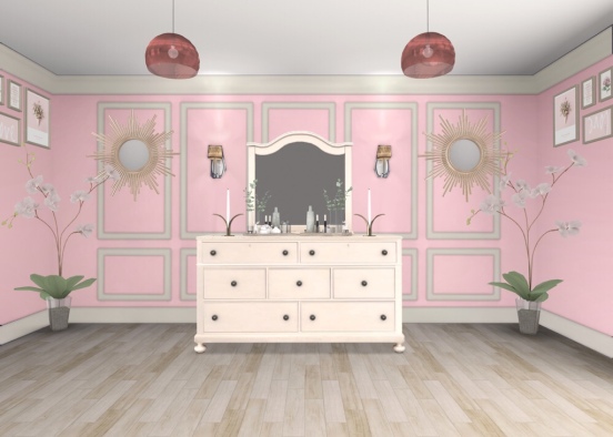 Royal pink & white vanity  Design Rendering