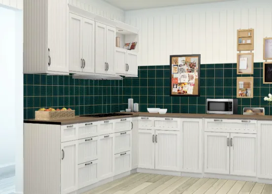 Green kitchen Design Rendering