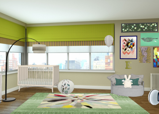 Kids room green Design Rendering