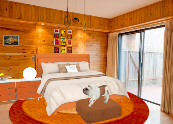 Orange bedroom Design Rendering