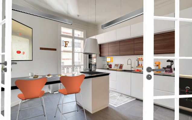 Cucina con un tocco di arancio